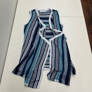 Aventura Blue and White Striped Knit Top size small